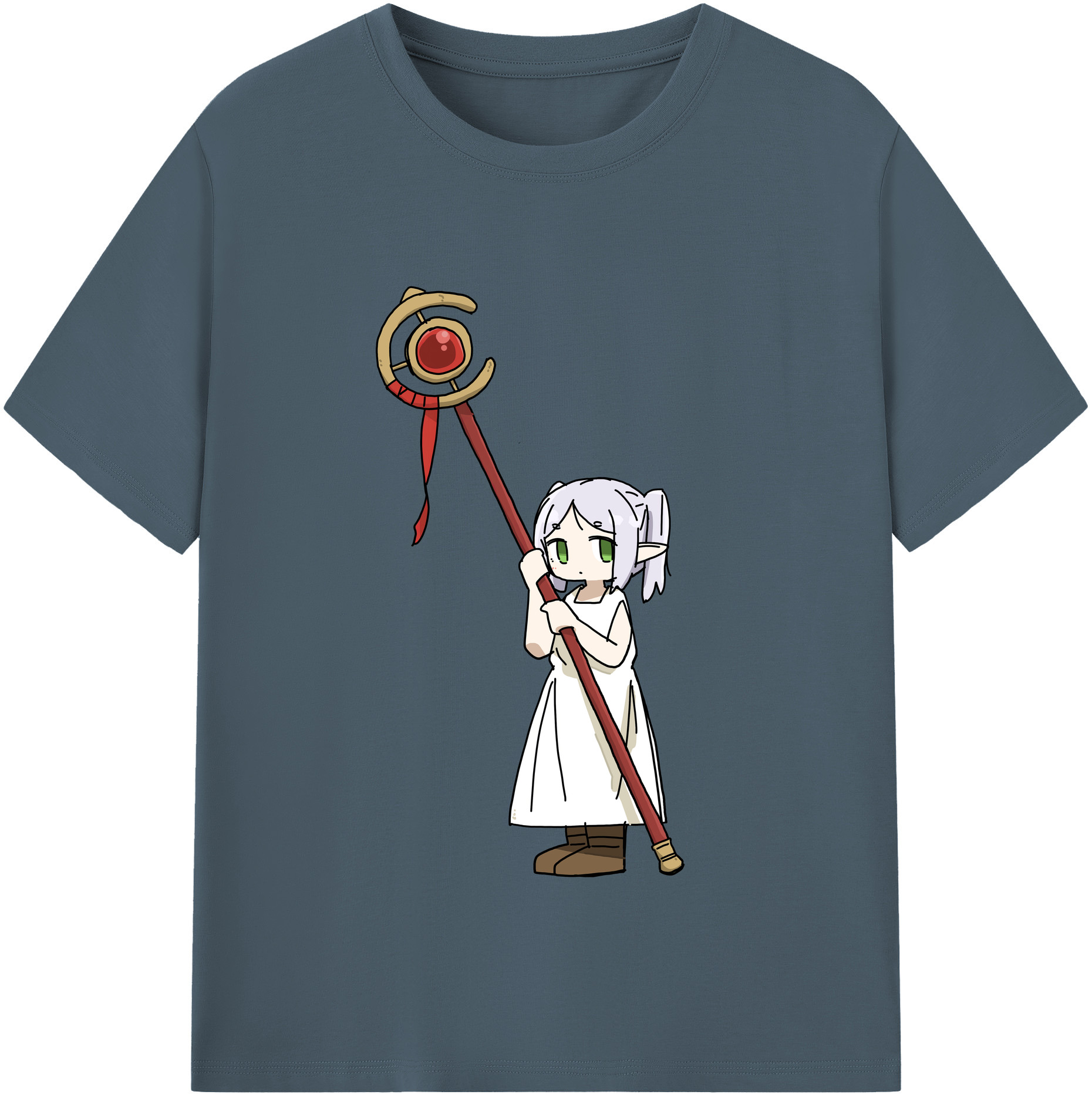 （画像用） 葬送のフリーレン Frieren 綿100％半袖Tシャツ（フロントプリント）